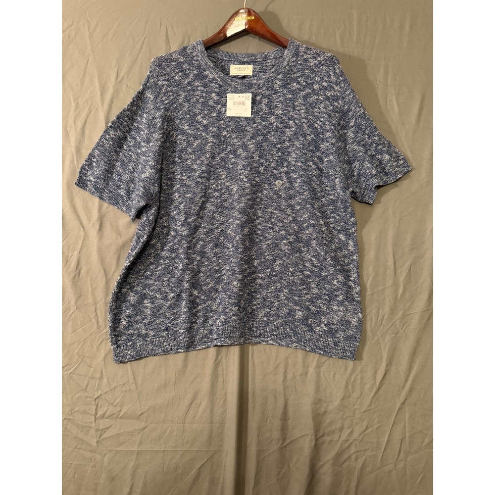 American Eagle Outfitters Mens Large Blue Marled Cotton Short Sleeve T-Shirt